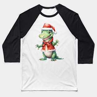 Alligator in Santa Hat Baseball T-Shirt